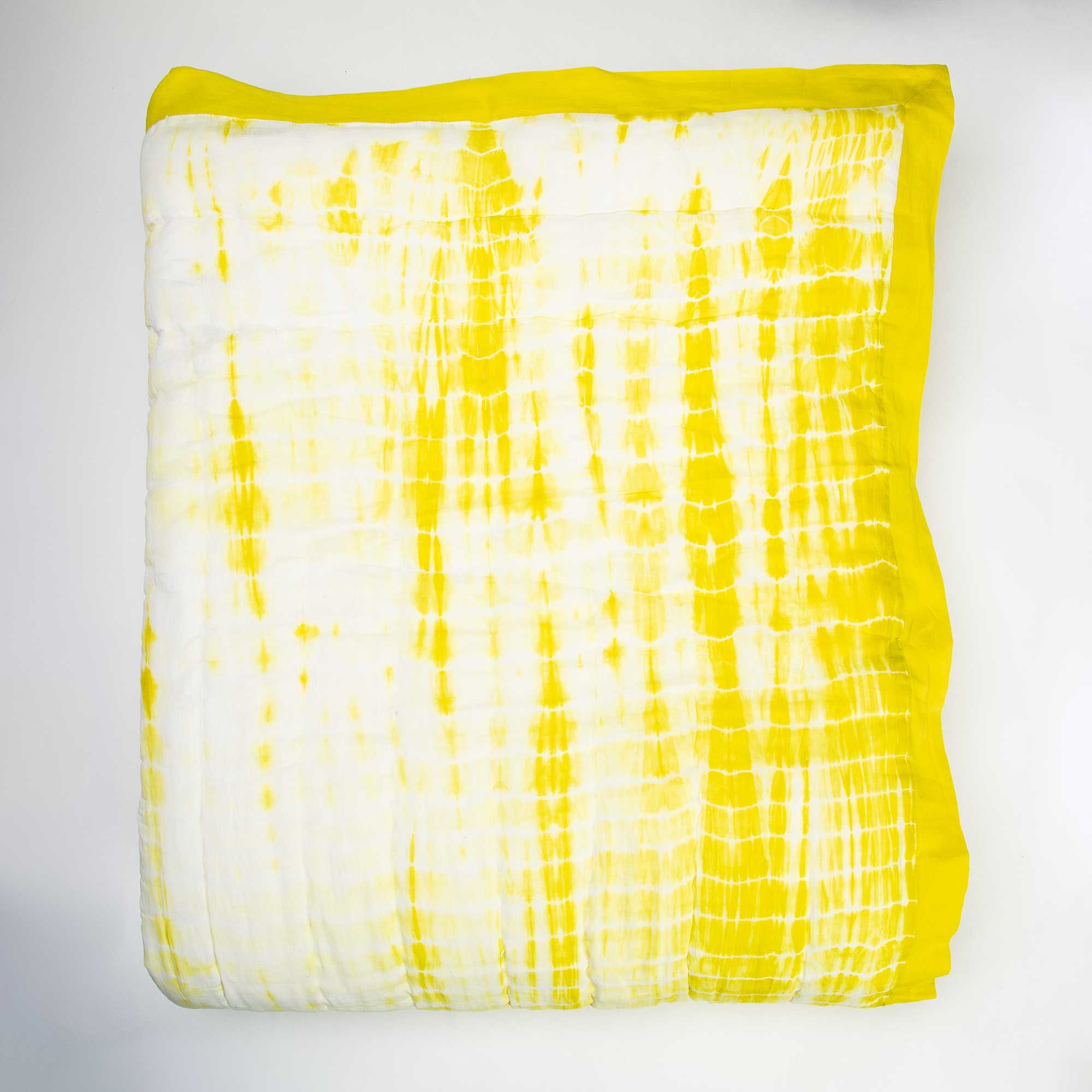 Traditional Handmade Yellow Tie Dye Cotton Jaipuri Razai